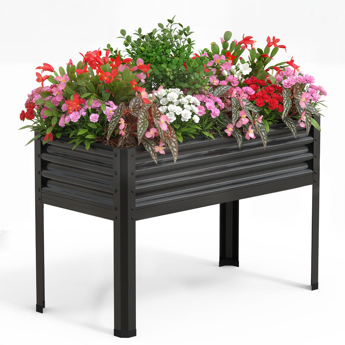 Grand bac à jardin surélevé Garvee avec pieds, en acier galvanisé, capacité de charge de 181 kg, hauteur ergonomique de 81 cm, marron, pour jardin et balcon.