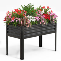 Grand bac à jardin surélevé Garvee avec pieds, en acier galvanisé, capacité de charge de 181 kg, hauteur ergonomique de 81 cm, marron, pour jardin et balcon.