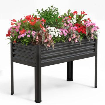 Grand bac à jardin surélevé Garvee avec pieds, en acier galvanisé, capacité de charge de 181 kg, hauteur ergonomique de 81 cm, marron, pour jardin et balcon.