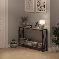 Garvee Console d’entrée industrielle 2 niveaux, table étroite 109 cm avec rangement, design en V, idéale pour entrée, salon et couloir, gris.