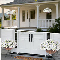 Ensemble de 12 bougainvillées artificielles Garvee avec panier marron pour jardin et terrasse, résistantes aux UV et aux intempéries, blanches et vertes.