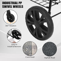 Chariot de courses pliable Garvee, capacité de 50 kg, roues pivotantes à 360°, panier de 83 litres, acier allié, léger, idéal pour les courses et les pique-niques, pliable, gris