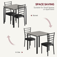 Ensemble de salle à manger Garvee 3 pièces avec 2 chaises rembourrées, idéal pour les petits espaces, la cuisine et le bureau. Table de cuisine carrée en chêne, robuste et peu encombrante.