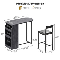 Ensemble table et chaises de bar Garvee avec plateau semi-circulaire rétro, rangement à 3 niveaux, tabourets recouverts de cuir pour la cuisine et le bureau, moderne et peu encombrant