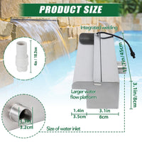 Fontaine de piscine en acier inoxydable Garvee, cascade, déversoir, 45 x 11 x 8 cm, antirouille, pour jardin et piscine