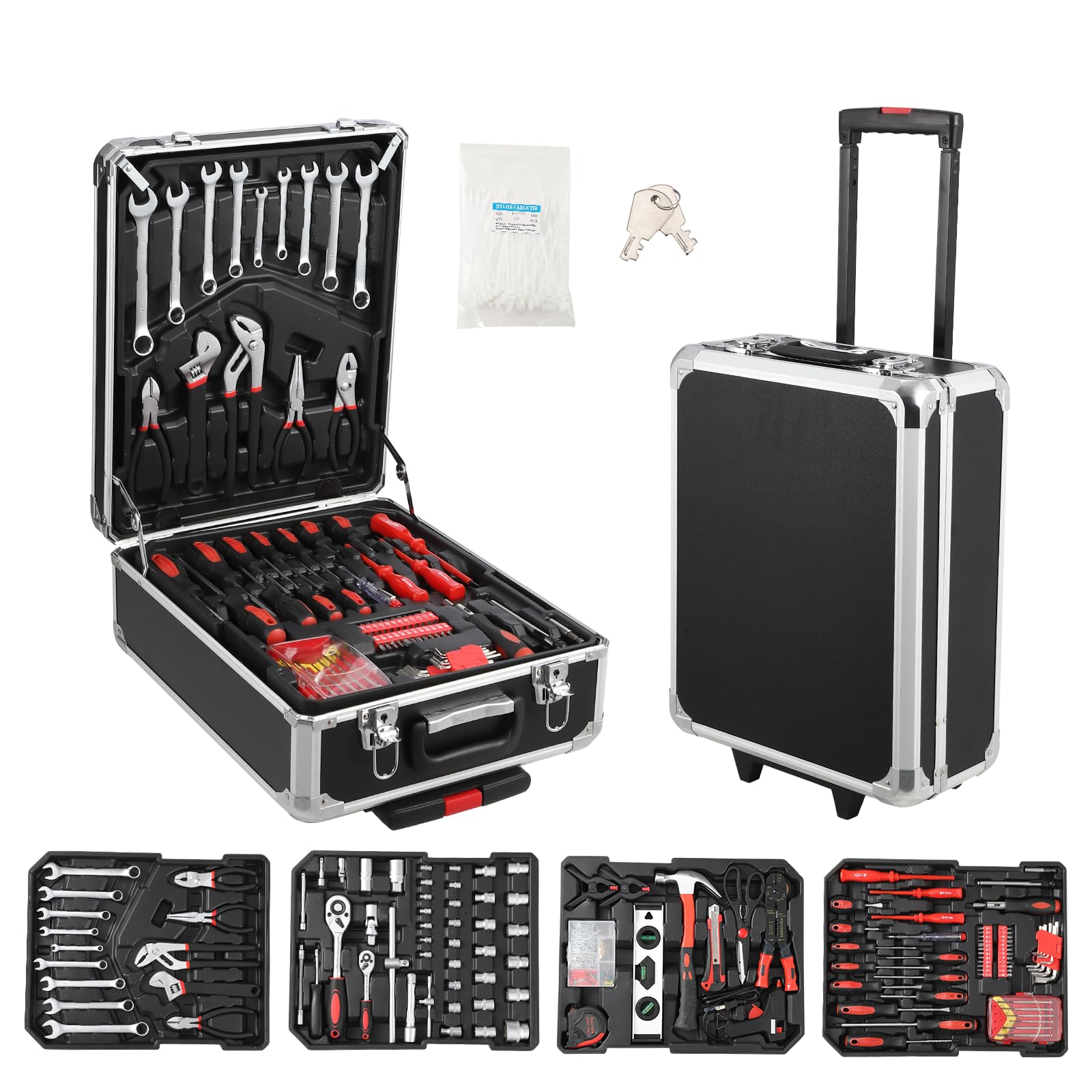 Coffret à outils Garvee 800 pièces – acier au chrome-vanadium, chariot à roulettes, idéal pour la maison, le bricolage et l'atelier