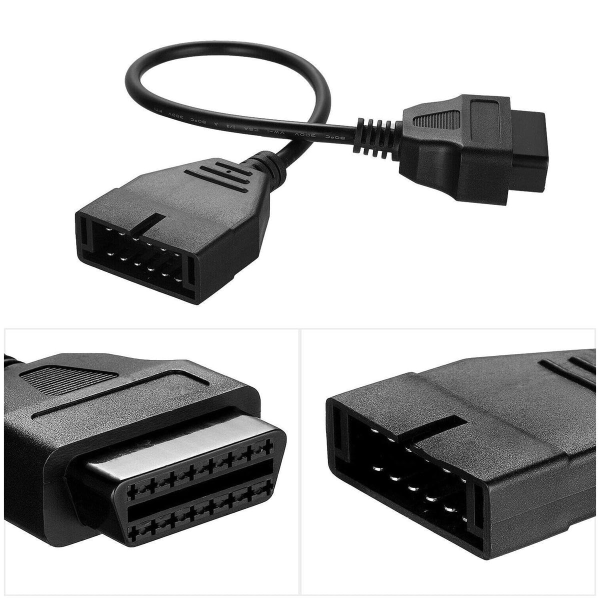 Câble adaptateur Garvee pour diagnostic, connecteur OBD1 12 broches vers OBD2 16 broches, câble convertisseur en plastique robuste pour le diagnostic automobile