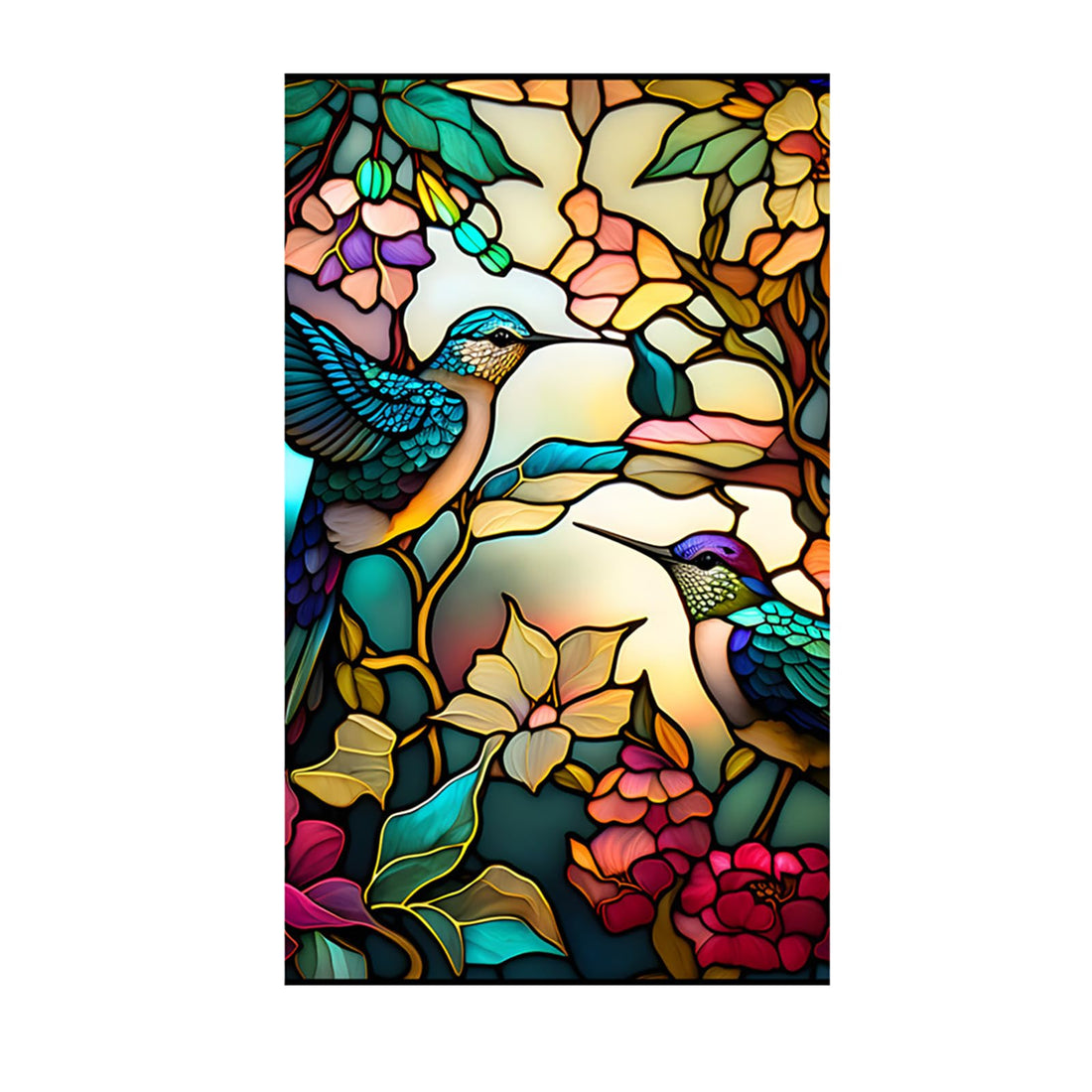 Film de protection solaire Garvee pour fenêtres, style rétro, en PVC auto-adhésif, motif colibri et fleurs, 60 x 100 cm.