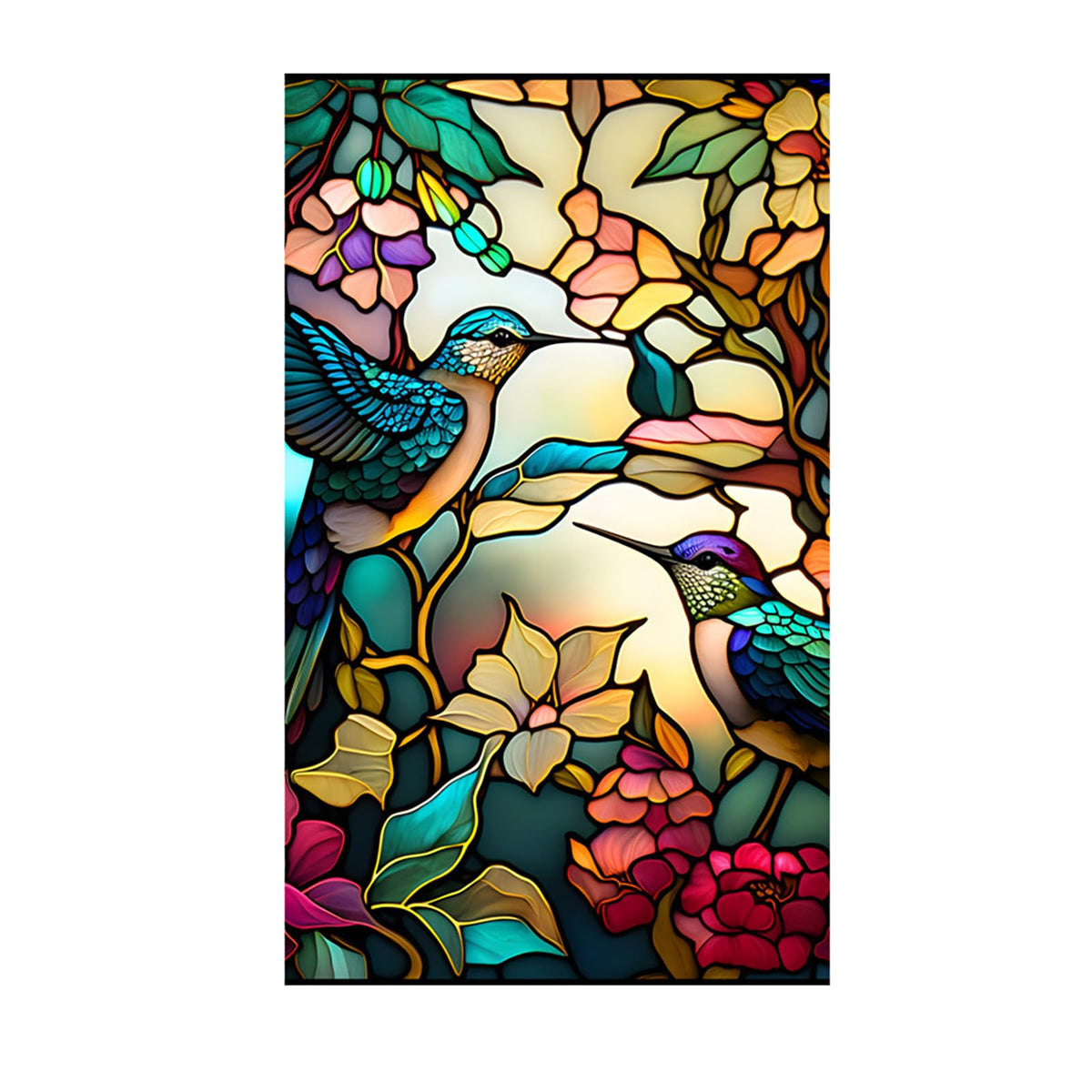 Film de protection solaire Garvee pour fenêtres, style rétro, en PVC auto-adhésif, motif colibri et fleurs, 60 x 100 cm.