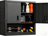 Garvee Armoire murale de garage en acier robuste avec étagère ajustable, portes magnétiques verrouillables, noir, pour garage et atelier