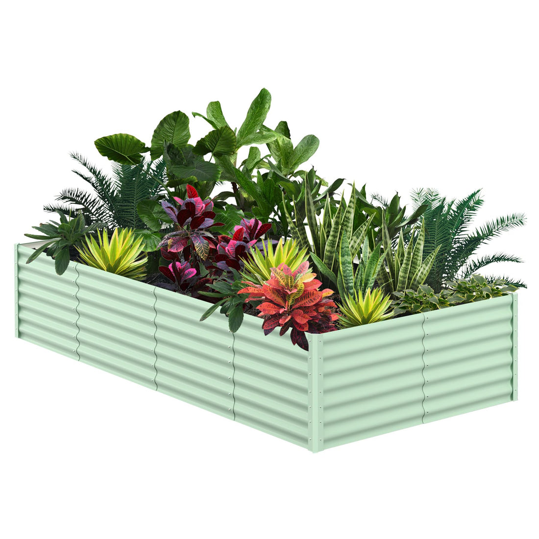 Potager surélevé Garvee, en métal, 244 x 122 x 61 cm, revêtement en poudre vert, pour jardin et terrasse, durable et antirouille.