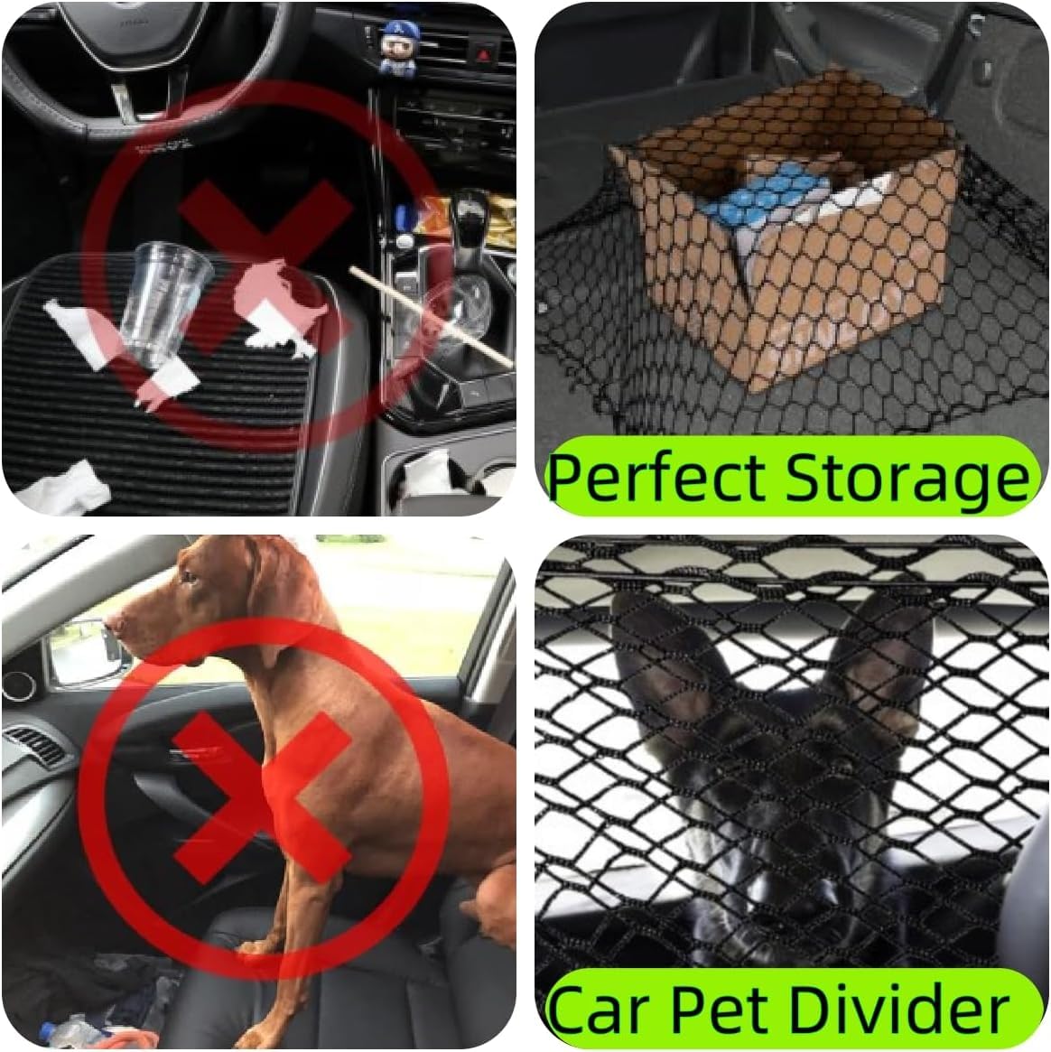 GARVEE Filet de séparation de coffre pratique pour animaux de compagnie, barrière de sécurité pour chien en voiture, 120 x 70 cm, noir