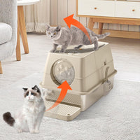 Bac à litière pour chat Garvee en acier inoxydable avec couvercle, extra large, double entrée, robuste, 60 x 40 x 39 cm, argent