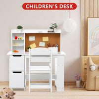 Ensemble bureau et chaise en bois Garvee pour enfants, avec étagère et tableau d'affichage, pour garçons et filles de 3 à 8 ans. Pratique et robuste, idéal pour apprendre et jouer.