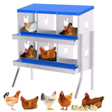 Garvee Boîte à Nid pour Poules 6 Compartiments Acier Galvanisé Résistant à la Rouille Bleu Pour Fermes et Arrière-cours