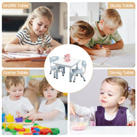 Ensemble table et 2 chaises pour enfants Garvee, plateau de table style graffiti, hauteur réglable, robuste et multifonctionnelle pour jouer et manger.