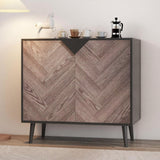 Garvee buffet/meuble de rangement d'appoint moderne, avec portes, aspect bois, noir-gris, 80 cm, salle à manger, couloir - gris veiné et noir