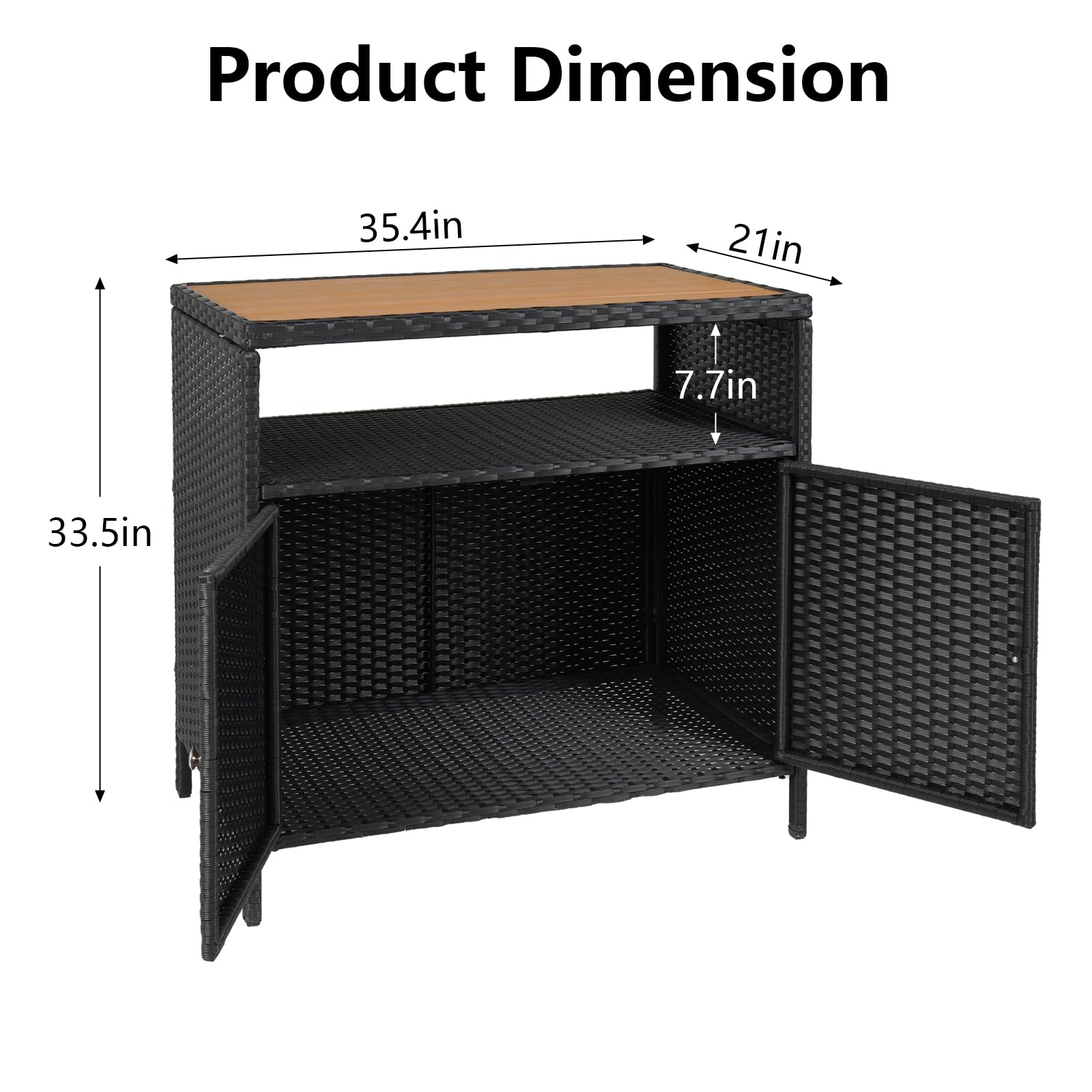 Armoire de rangement extérieure Garvee en résine tressée avec étagère, résistante aux intempéries, acier thermolaqué, 2 portes, marron, idéale pour le jardin et la piscine.