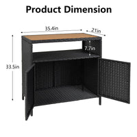 Armoire de rangement extérieure Garvee en résine tressée avec étagère, résistante aux intempéries, acier thermolaqué, 2 portes, marron, idéale pour le jardin et la piscine.