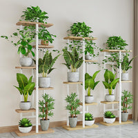 Support à plantes Garvee, étagère d'angle en bois et métal pour salon, balcon, jardin, plusieurs niveaux, coloris bois