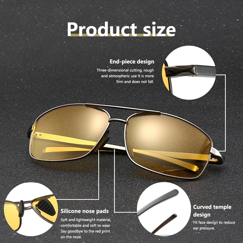 Lunettes de conduite de nuit polarisées Garvee pour hommes et femmes avec protection UV400 contre l'éblouissement, idéales pour la conduite, la randonnée, le golf, la pêche et les sports de plein air - Jaune