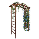 Garvee Arche de jardin en sapin massif 216cm avec treillis pour plantes grimpantes, décoration de mariage et jardin, marron foncé - Marron foncé