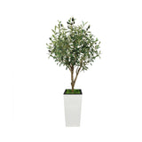 Garvee olivier artificiel en Pot Blanc Tronc Unique Plastique pour Décoration Intérieure - 11