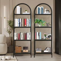 Garvee étagère à 4 niveaux en métal, style arqué, robuste et moderne, idéale pour le salon ou le bureau (noir)
