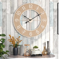 Horloge murale silencieuse GARVEE grand format 60 cm, style moderne imitation bois, résistante aux intempéries, idéale pour la cuisine, le salon, le bureau ou le bar.