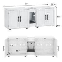 Garvee Enclos pour chat à double pièce avec mobilier intégré pour salon, 140cm (139,7cm) de long, blanc
