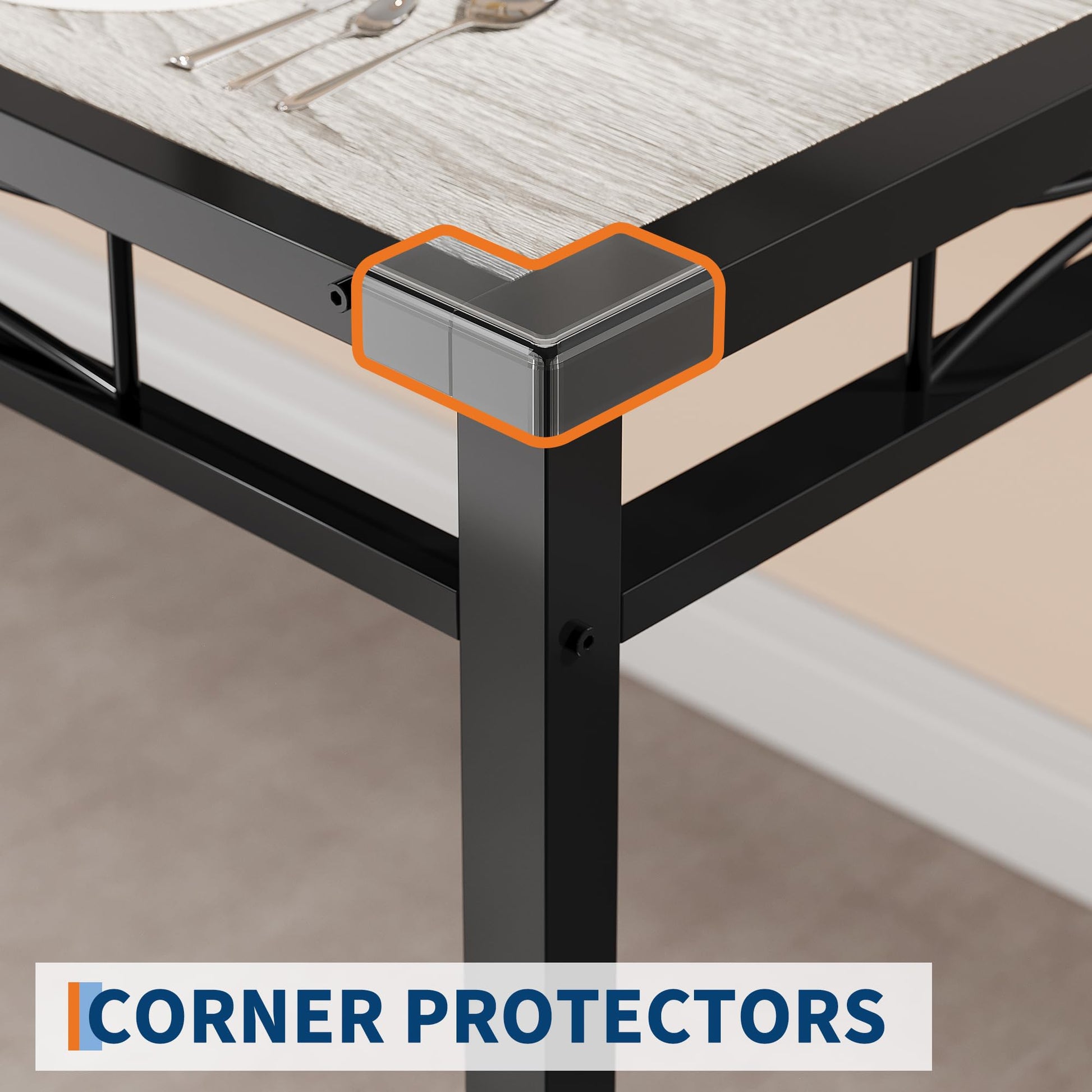 Ensemble table et chaises Garvee pour 2 personnes avec chaises rembourrées, protections d'angle, ergonomique, en MDF, structure en acier, gris rétro, compact pour cuisine et appartement