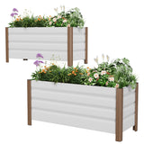 Garvee Lot de 2 Jardinières en aluminium Blanc 99 × 41 × 46 cm pour balcon et terrasse, Légères, Résistantes à la Rouille, Profondes avec Drainage, Sécurité Anti-Coupures - Blanc