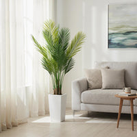 Palmier artificiel Areca Garvee de 1,37 m (50 pouces) avec pot blanc pour salon et bureau, flexible, réaliste, facile d'entretien, vert