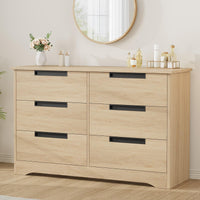 Commode moderne en bois Garvee à 6 tiroirs avec poignées encastrées pour chambre et salon, robuste et polyvalente