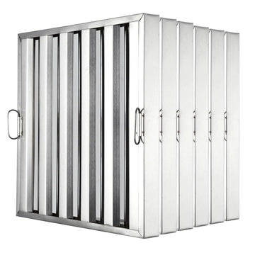 Filtres de hotte commerciale Garvee 19,5 x 24,5 pouces, acier inoxydable 430, déflecteur à 5 rainures, pour cuisines de restaurant, ignifugés
