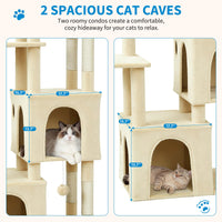 Garvee Tour pour Chat 155 cm Multi-Niveaux pour Grands Chats, Grande Plateforme Beige, Usage Intérieur