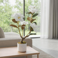 Ensemble de 2 magnolias artificiels Garvee de 61 cm (24 pouces) avec pot blanc, idéal pour la maison et le bureau. Facile d'entretien, stable et réaliste.