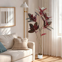 Figuier lyre artificiel Garvee, 1,55 m, aspect réaliste, en PEVA, pot en ciment robuste, vert, pour la décoration de la maison et du bureau