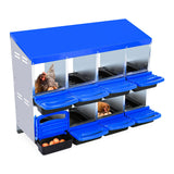 Garvee Pondoir à poules bleu 8 compartiments sans pieds, acier galvanisé, ventilation et système de collecte des œufs, pour poulailler - Bleu