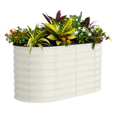 Garvee Bac Surélevé De Jardin Ovale En Acier Galvanisé Beige 120×60×60cm Pour Légumes Fleurs Herbes - Beige avec bandes anti-coupure