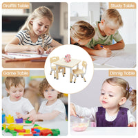Ensemble table et 2 chaises pour enfants Garvee, plateau de table graffiti, hauteur réglable, multifonctionnel, en bois robuste pour lire, dessiner et jouer