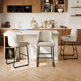 Garvee Tabourets de bar set de 3, PU cuir, dossier et repose-pieds, hauteur comptoir 67 cm, gris, cuisine et salle à manger - Gris, lot de 3