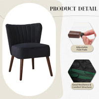 Fauteuil de salon moderne Garvee, fauteuil d'appoint style milieu du siècle, revêtement en velours, pieds réglables, pieds en bois noir pour salon et salle à manger