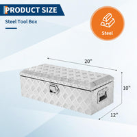 Coffre à outils Garvee de 50 cm (20 pouces) pour benne de camion, en tôle d'aluminium striée, étanche, verrouillable, pour camions, remorques et camping-cars, portable et robuste.