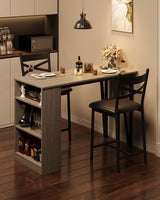 Ensemble table de bar extensible Garvee pour 2 à 4 personnes avec coussins de 40 cm de large, structure robuste en MDF, espace de rangement, gris, idéal pour les petits appartements - Gris