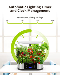 Système de culture hydroponique GARVEE, jardin intelligent WiFi avec 12 modules, lampe LED 30 W, idéal pour les herbes aromatiques en intérieur, hauteur réglable de 76 cm.