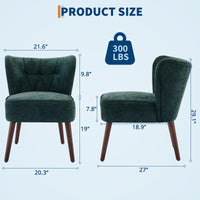Fauteuil d'appoint Garvee sans accoudoirs, pieds en bois, revêtement en tissu capitonné, ergonomique, robuste et polyvalent, idéal pour le salon et la chambre, multicolore.
