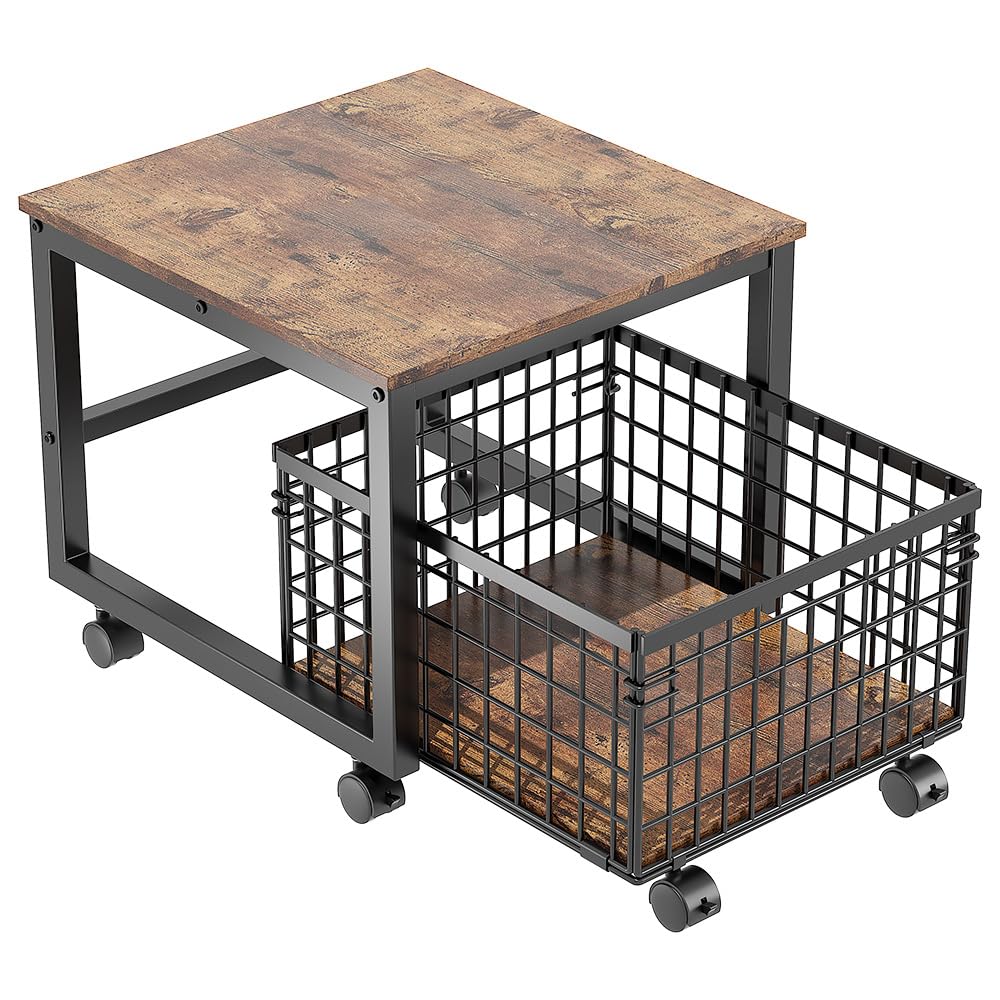 Garvee Support pour mini-réfrigérateur sur roulettes avec panier métallique pour cuisine, salon, bureau, 50 x 54 x 45,7 cm, noir