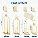 Garvee Lot de 3 porte-bougies avec bougies LED en cire véritable, cadre métallique résistant, intérieur et extérieur, 3 tailles, design classique - Doré