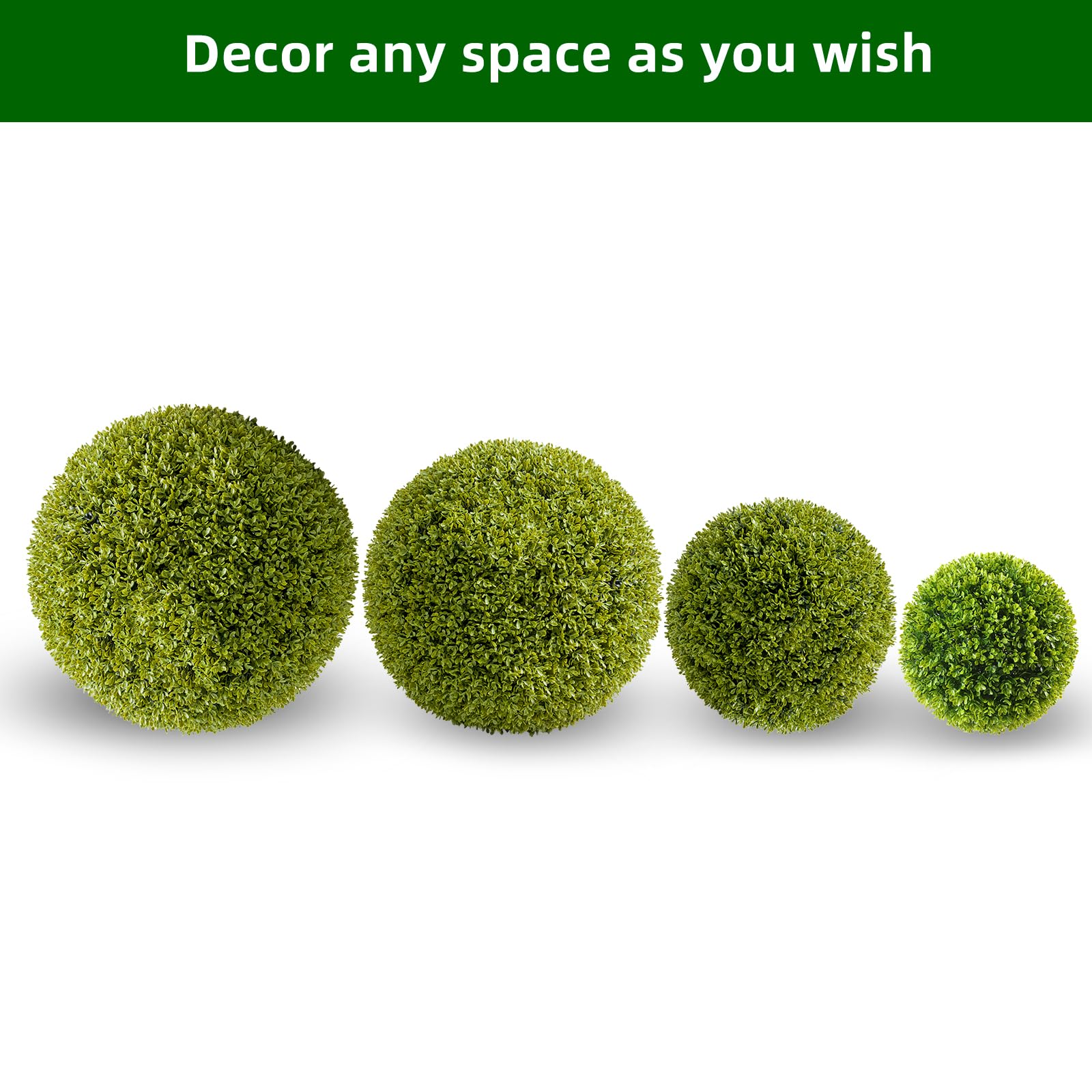 Garvee Lot de 2 boules de buis artificielles 55 cm en PE, résistantes aux UV et aux intempéries, pour jardin et mariage, vertes